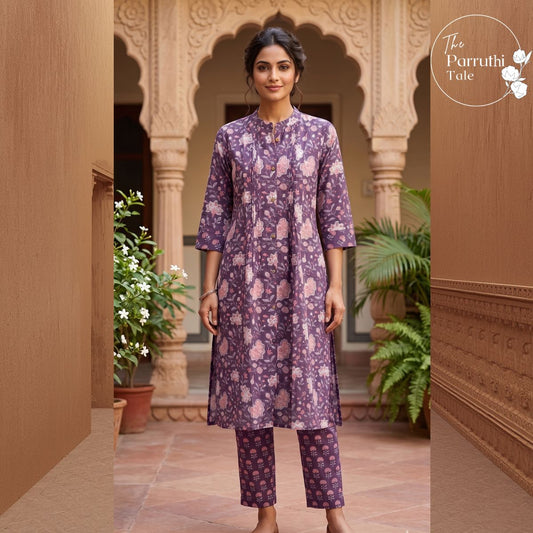 Hand block printed kurta set